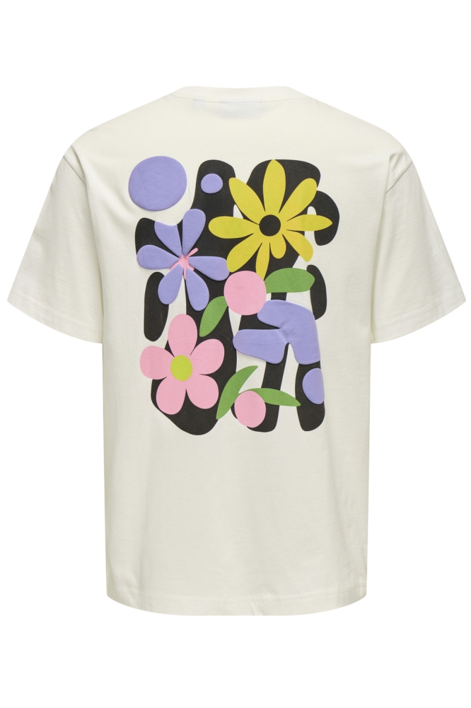 ONSFLORA COL PRINT RLX SS TEE 22033752 CLOUD DANCER/FLORA